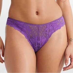 🆕 Bare Necessities The Essential Lace Thong Panty Underwear Passion Purple Large